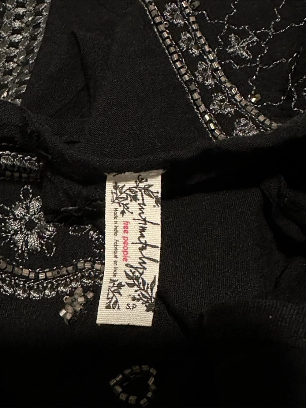 Intimately Free People Country Nights Black Halter Slip Dress Embellished Size S